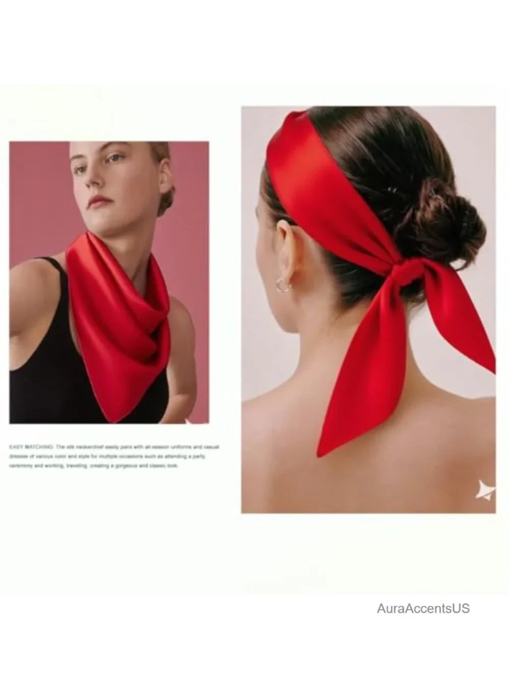 Silk Feeling Satin Square Scarf 2 Pack Neck Head Scarf